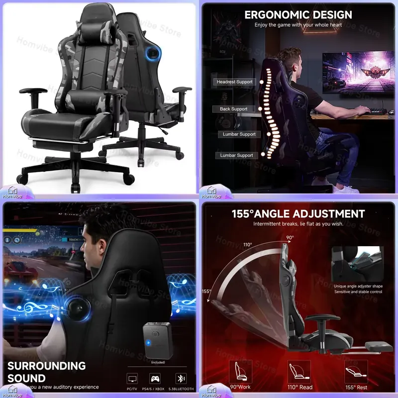 Ergonomic Gaming Chair with Bl - Gaming Speaker recension och pris